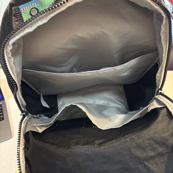 NWT Kipling Seoul Large Backpack True Black Rainbow Laptop Protection Authentic - Picture 9 of 12